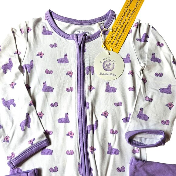 Bubble Baby Llama Print Bamboo Zip Convertible Footie Romper NWT 4T - Picture 1 of 9